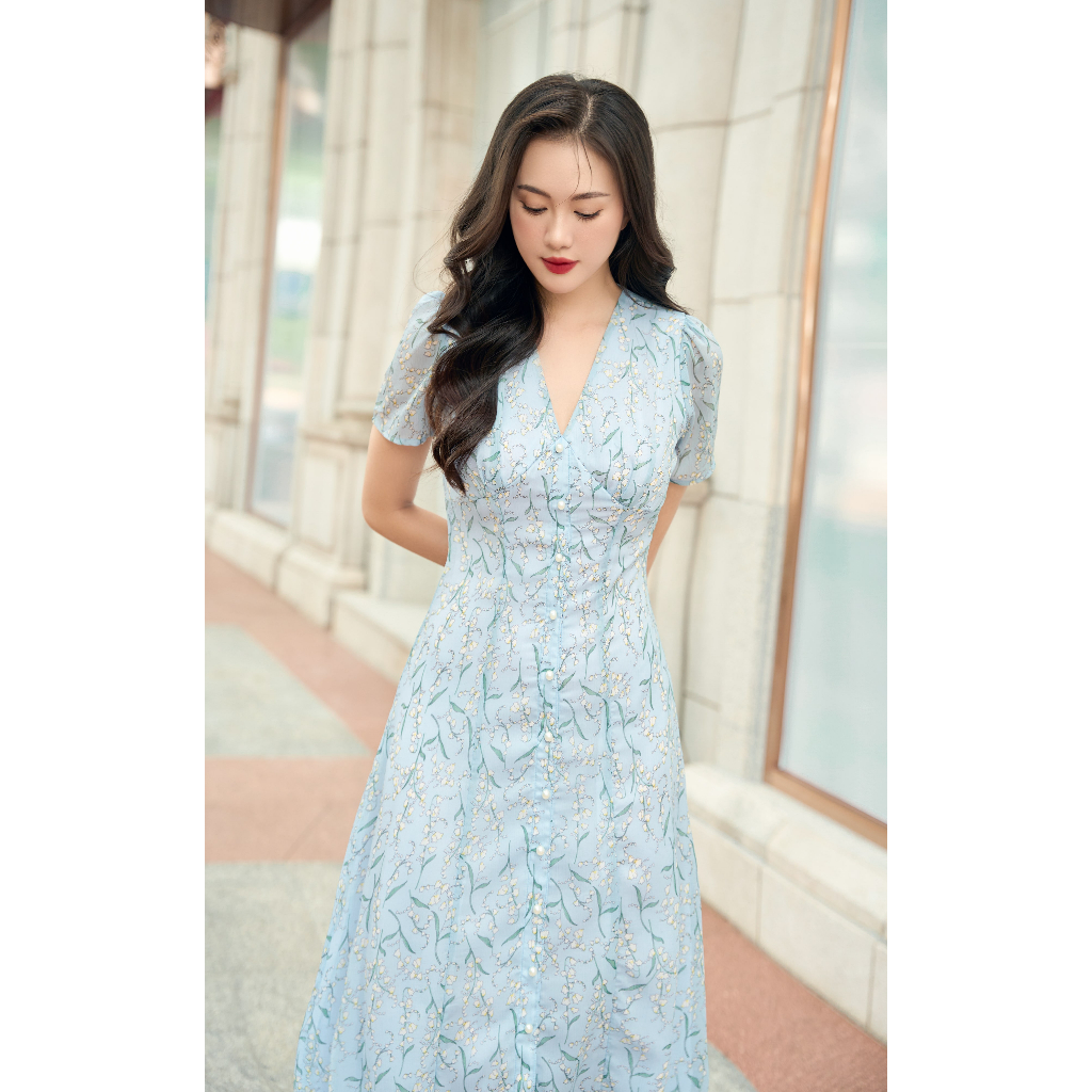 Đầm Hoa Katia The Kat House, vải chiffon gân có kèm lớp lót lụa mềm mại, nhẹ nhàng, bay bổng, thoải mái