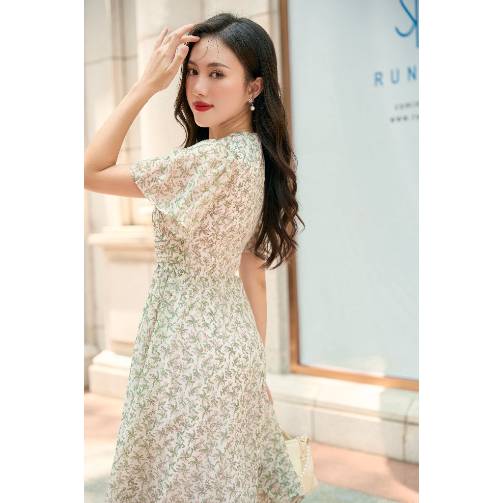 Đầm Hoa Anne The Kat House, Vải tơ gân nhẹ mát, phù hợp cho các nàng công sở, đi chơi, đi cafe