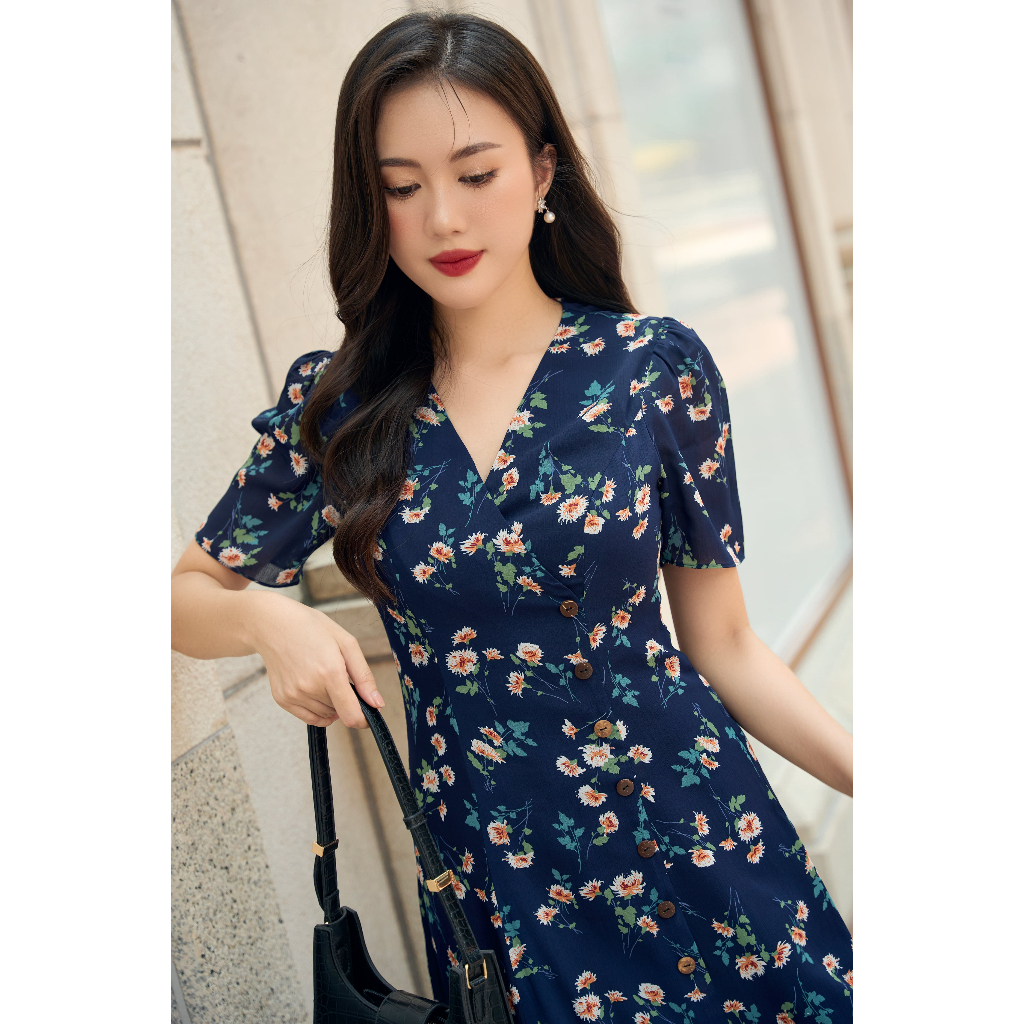 Đầm Hoa Caily The Kat House, vải Chiffon gân nhẹ mát, phù hợp cho các nàng công sở, đi chơi, đi cafe