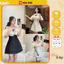 Váy thiết kế chất Tacta Phối Tơ Bèo Hàng 2 Lớp 2 Màu Siêu Xinh, Đầm Nữ Trễ Vai Tiểu Thư sẵn hàng