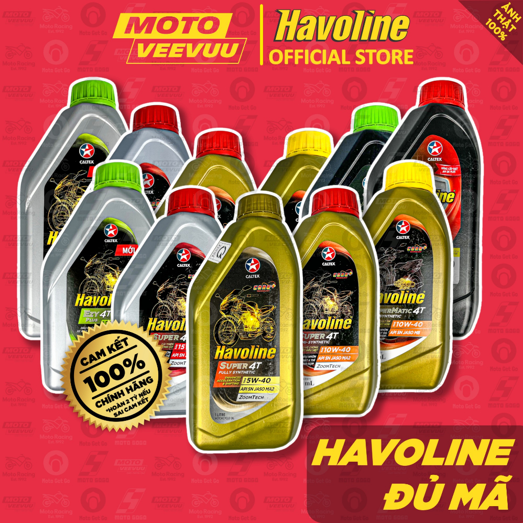 Dầu Nhớt Số Caltex Havoline ĐỦ MÃ 5w40 15w40 20w50 10w40 800ml 1 Lít Xe Số Xe Ga Khoáng Tổng Hợp 2722