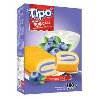 Bánh Tipo Bông Lan Cuộn Kem Sữa Chua Việt Quất 180G (9 Bánh Nhỏ)