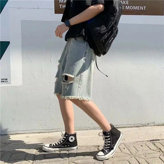 Quần Short Jeans Ống Rộng Xé Rách Năng Động, Quần Bò Lửng Thời Trang Unisex, Đùi Ngắn Style Hàn Quốc - QSJ012
