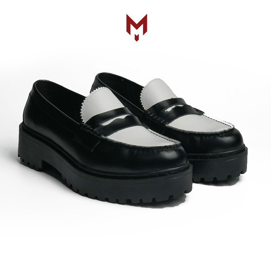 Giày tây lười Penny Loafer MAD Chunky Black & White công sở da bò cao cấp chính hãng phong cách cá tính thời trang