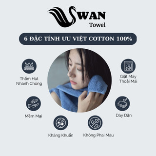 Combo Khăn Tắm, Khăn Mặt Cotton 100% SWAN TOWEL mềm mại thấm hút tốt chuyên dùng cho gia đình, khách sạn, spa, homestay