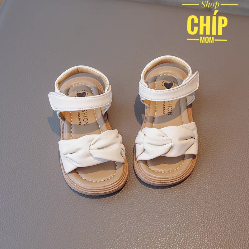 sandal bé gái đép quai hậu cho bé đi học da PU quai ngang nhún điệu công chúa đế chống trượt QCCC full hộp D37