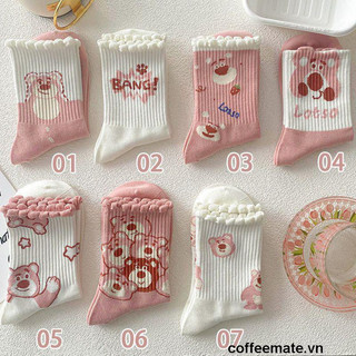 TẤT CỔ CAO HÀN QUỐC GẤU MÀU PASTEL-SET 10 ĐÔI KÈM TÚI ZIP