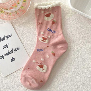 TẤT CỔ CAO HÀN QUỐC GẤU MÀU PASTEL-SET 10 ĐÔI KÈM TÚI ZIP