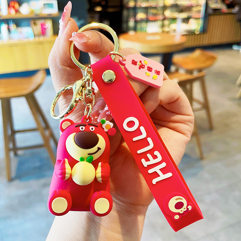 Móc chìa khóa gấu dâu hồng lotso dễ thương phong cách hàn quốc