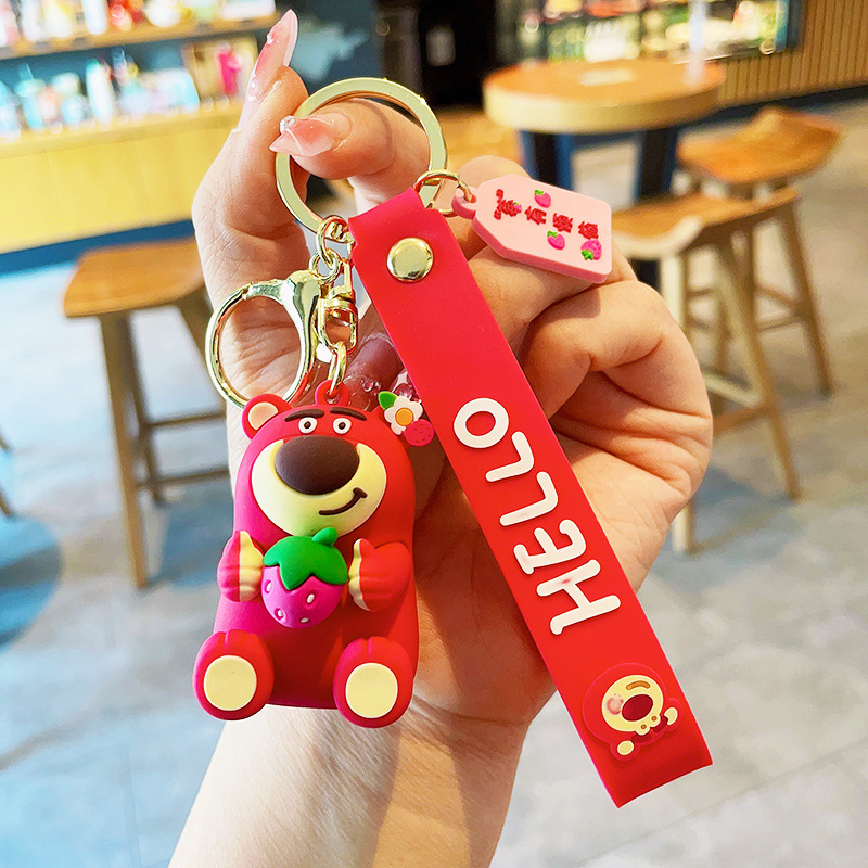 Móc chìa khóa gấu dâu hồng lotso dễ thương phong cách hàn quốc