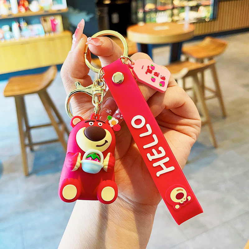 Móc chìa khóa gấu dâu hồng lotso dễ thương phong cách hàn quốc