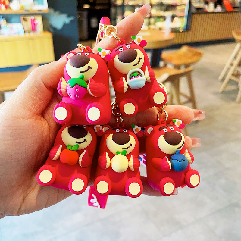 Móc chìa khóa gấu dâu hồng lotso dễ thương phong cách hàn quốc