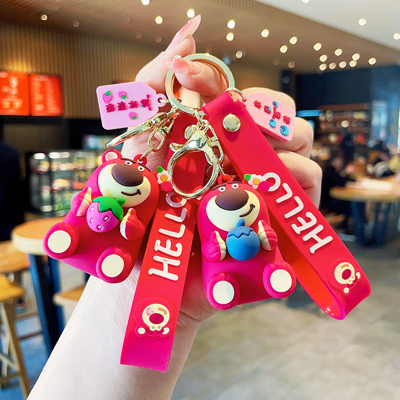 Móc chìa khóa gấu dâu hồng lotso dễ thương phong cách hàn quốc