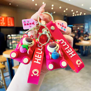 Móc chìa khóa gấu dâu hồng lotso dễ thương phong cách hàn quốc