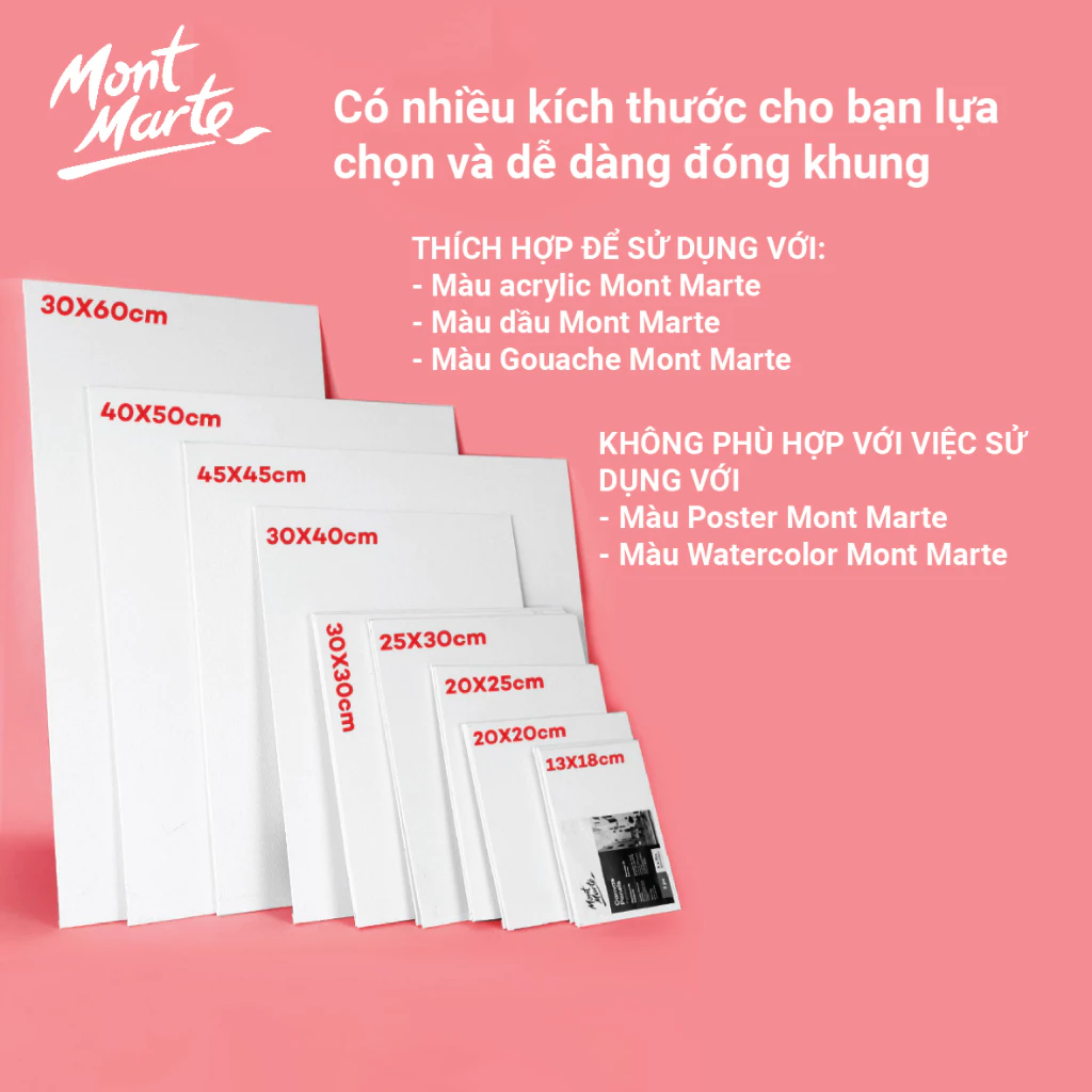 [Hỏa tốc HCM] Tấm Canvas Panel Ép Mont Marte - Vẽ Sơn Dầu, Acrylic