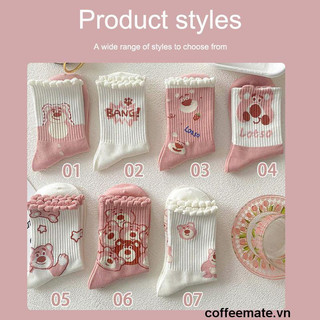 TẤT CỔ CAO HÀN QUỐC GẤU MÀU PASTEL-SET 10 ĐÔI KÈM TÚI ZIP