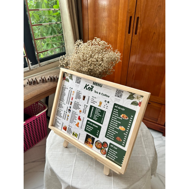 menu đèn led khổ A3 để quầy. menu khung gỗ chắc chắn | Shopee Việt Nam