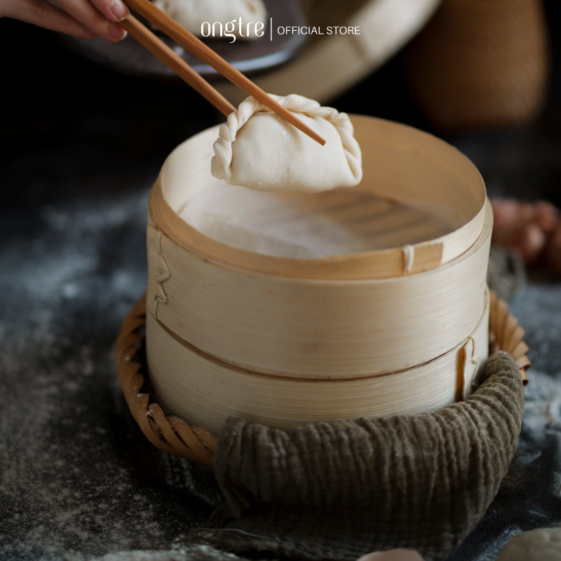 Ảnh Xửng hấp tre bao gồm thân và nắp chính hãng ONGTRE dùng cho bánh bao, há cảo, các món hấp (DIMSUM,TOPWARE) 4