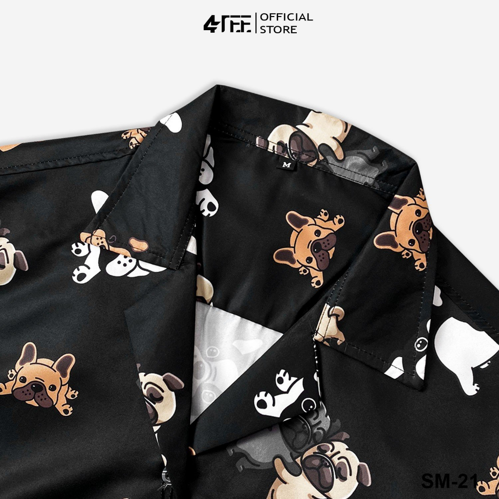 Áo sơ mi nam/nữ hoạ tiết SM-21 tay ngắn vải lụa thấm hút, thoáng mát, không nhăn