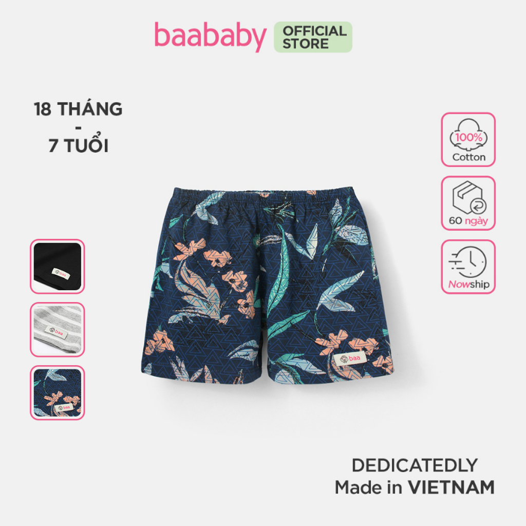 Quần short bé trai, quần short thun mặc nhà cho bé trai từ 1-7 tuổi Baa Baby - B-BT-QU28N-05
