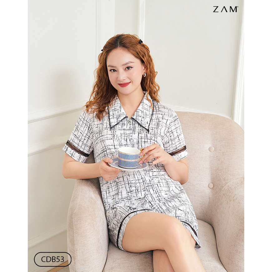 Bộ ngủ satin ZAM – CDB53 – Áo ngắn tay quần đùi