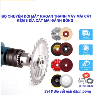 Bộ Chuyển Đổi Máy Khoan Thành Máy Cưa Mài Cắt Kèm 8 Đĩa Cắt Đa Năng,Đầu Chuyển Cưa Gắn Máy Khoan