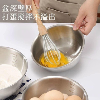Set 3 thau inox đựng đồ ăn cao cấp - Bát inox trộn đồ có vạch chia nước tiện dụng bền bỉ OKAMAS