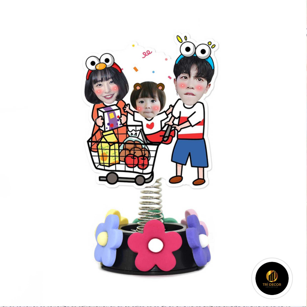 Standee lò xo lắc lư gia đình in theo yêu cầu đáng yêu trong suốt đế dính trang trí in theo yêu cầu