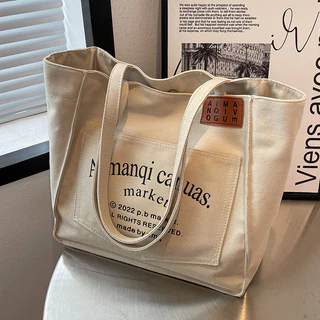 Túi tote vải canvas túi đeo vai đi học đi chơi có ngăn phụ thời trang hàn quốc TT03