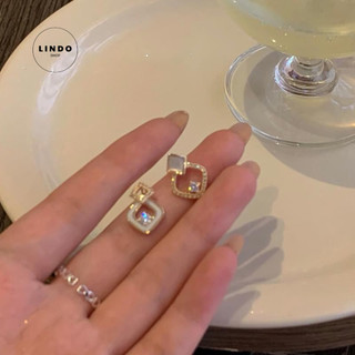 LD70 Bông Tai Hình Thoi Kiểu Dáng Độc Lạ LINDO, Bông Tai Thời Trang Phong cách Hàn Quốc Thích Hợp Đeo Nhiều Dịp