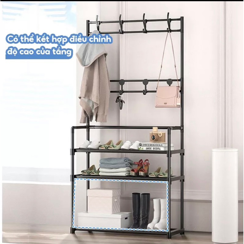Kệ đựng giày kèm móc treo đồ đa năng, tiện dụng