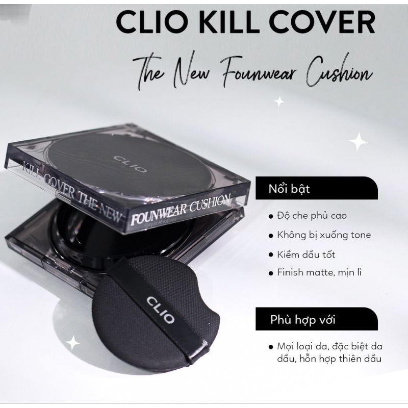 Phấn nước(cushion) Clio Kill Cover MẪU MỚI NHẤT Spf50 + Pa + + + KÈM LÕI VÀ  MÚT MẪU MỚI | Shopee Việt Nam