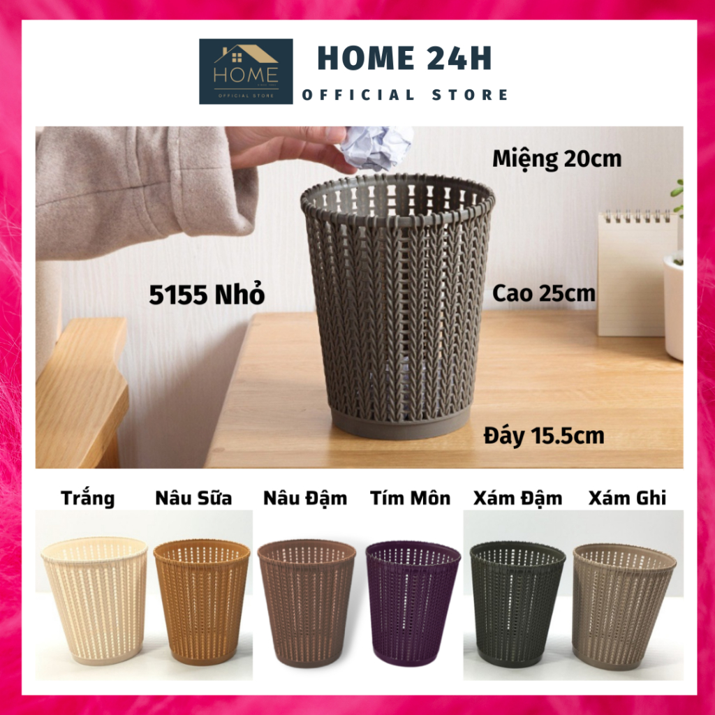 Sọt đựng rác trong nhà bằng nhựa Việt Nhật cao cấp - Rổ nhựa đan mây ...