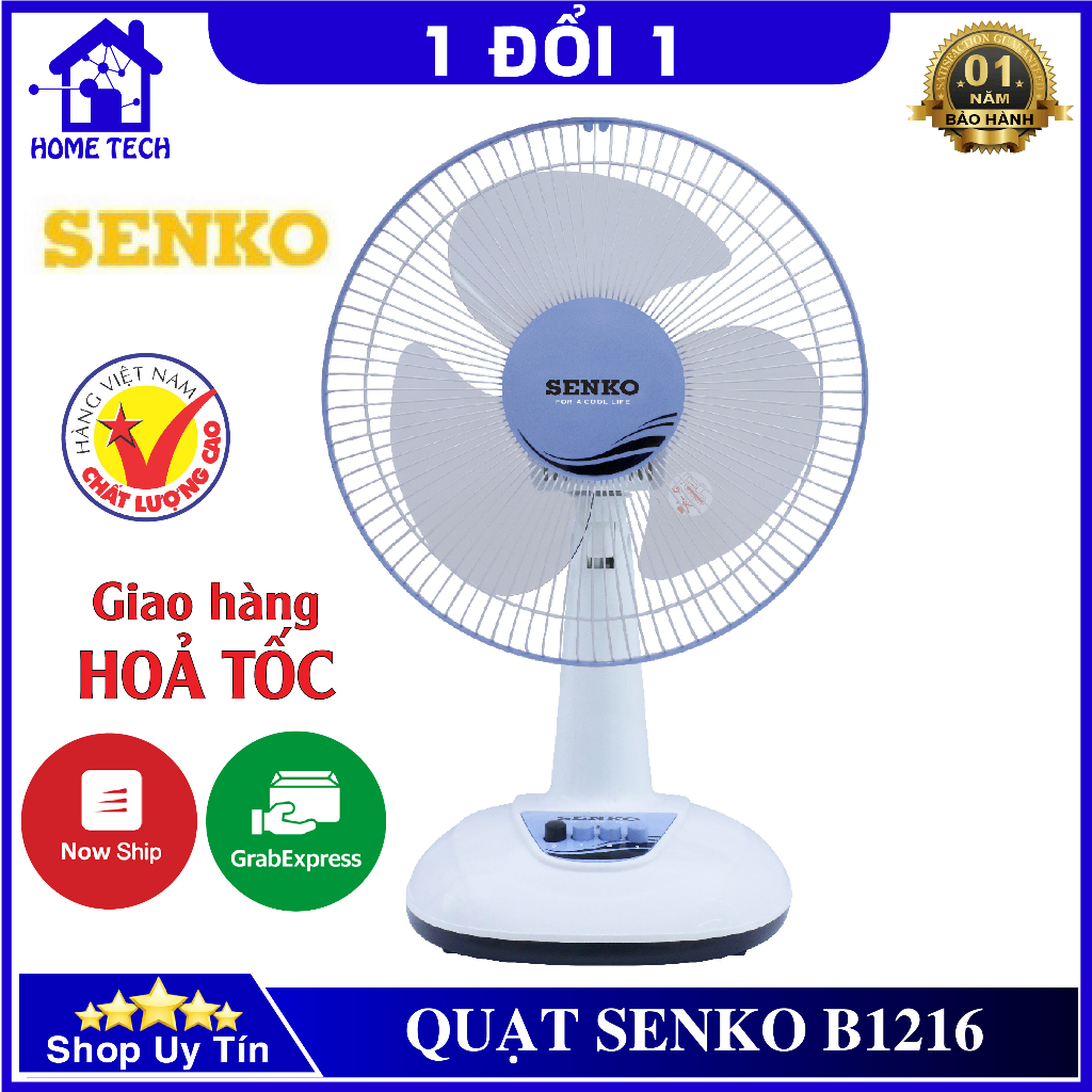 Quạt bàn SENKO B1216 40W siêu mát, siêu bền, 3 cánh, 3 tốc độ, xoay tốc ...
