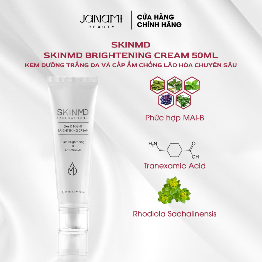 Ảnh Kem Dưỡng Trắng Da, mờ nám và ngăn chặn hình thành Melanin Skinmd Day & Night Brightening Cream 50ml 3