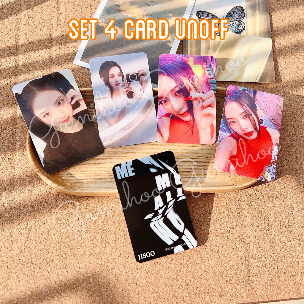 Set 4 Card Unoff bo góc cán 2 mặt Jisoo Gương Solo Album Me Flower