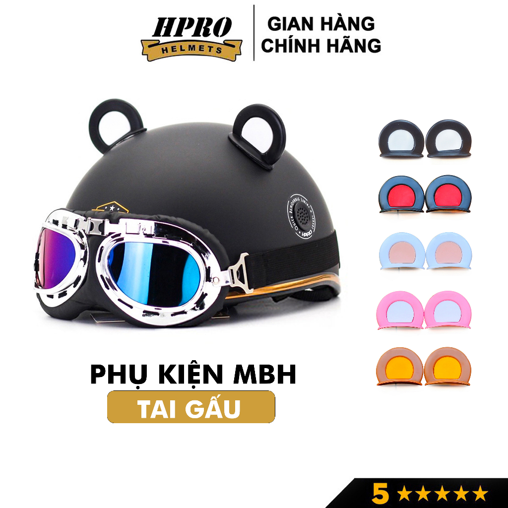 Tai gấu gắn mũ bảo hiểm Hpro Helmet kèm keo dán, phụ kiện trang trí nón bảo hiểm thời trang, siêu cá tính