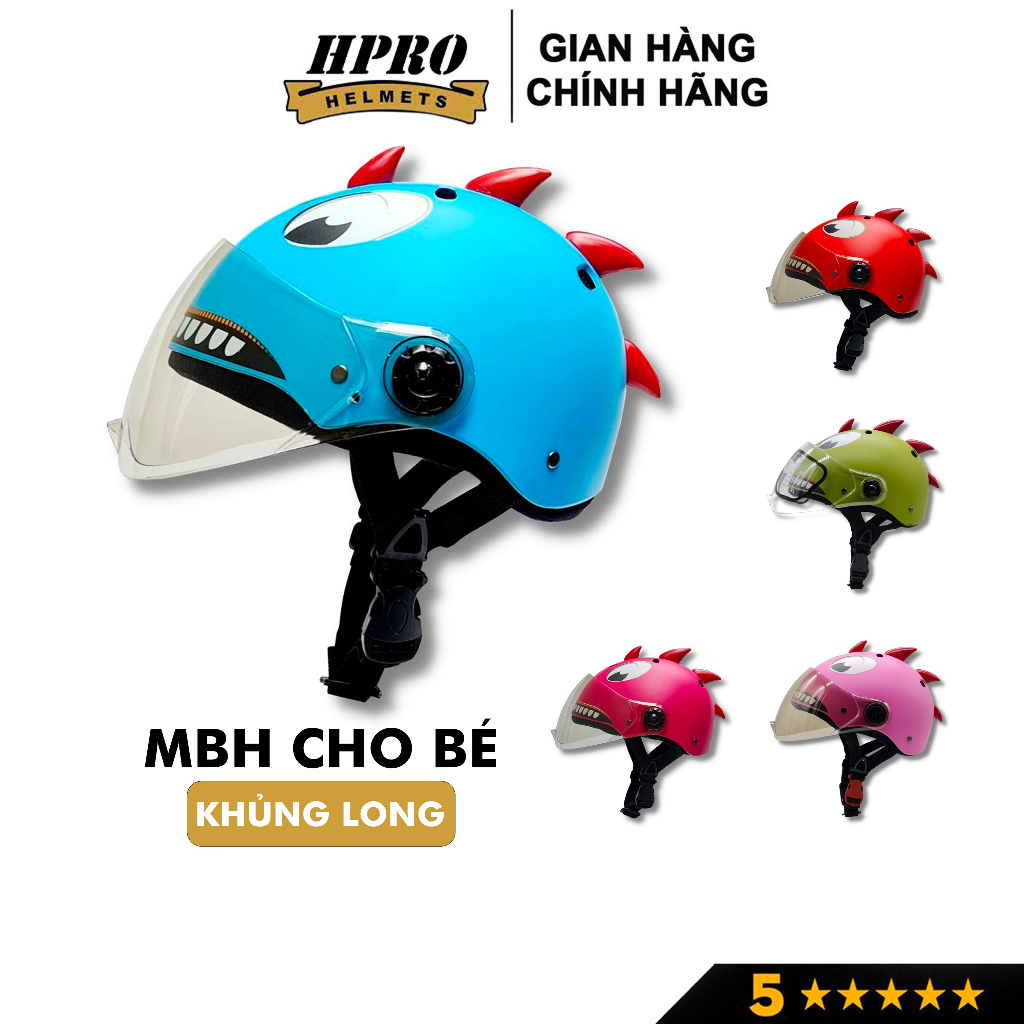 Ảnh Mũ bảo hiểm cho bé Hpro helmet có kính, siêu nhẹ, họa tiết khủng long cute, đáng yêu cho trẻ em từ 3-9 tuổi 1