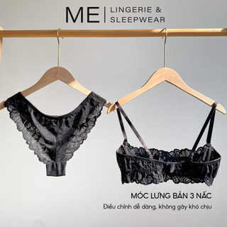 Bộ đồ lót ren ROSA đen áo ngực quả ngang có gọng không đệm mút gợi cảm mát mẻ mùa hè Melingerie & Sleepwear