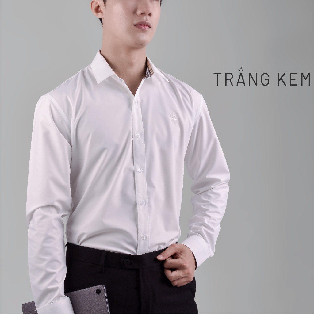Áo sơ mi nam dài tay HTSM Prime dáng công sở, vải trơn, suôn