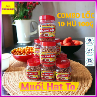 [Combo lốc 10 Hủ 100g] Muối tôm Tây Ninh Thắng Lợi hạt to siêu cay - Bao bì mới