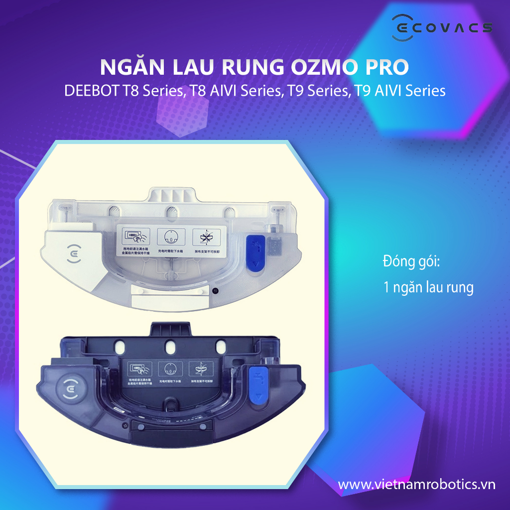 Ngăn lau rung Ozmo Pro/ Ozmo Pro 2.0 - Dùng cho Ecovacs Deebot T8 Series, T9 Series - Hàng chính hãng