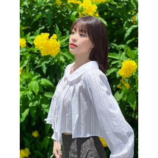 LOOK BASICC - Amie Shirt áo sơ mi croptop xếp ly cột dây