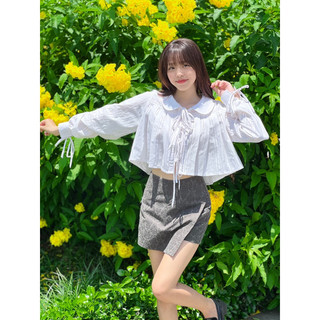 LOOK BASICC - Amie Shirt áo sơ mi croptop xếp ly cột dây