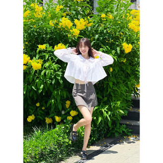 LOOK BASICC - Amie Shirt áo sơ mi croptop xếp ly cột dây