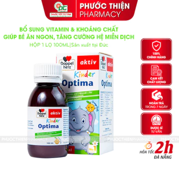 Siro ăn ngon cho bé Doppelherz Kinder Optima tăng đề kháng và hấp thu cho bé 100ml