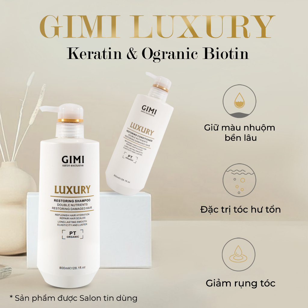 Cặp Dầu gội xả Gimi Luxury 800ml dòng cao cấp chính hãng | Tổng kho Mỹ ...