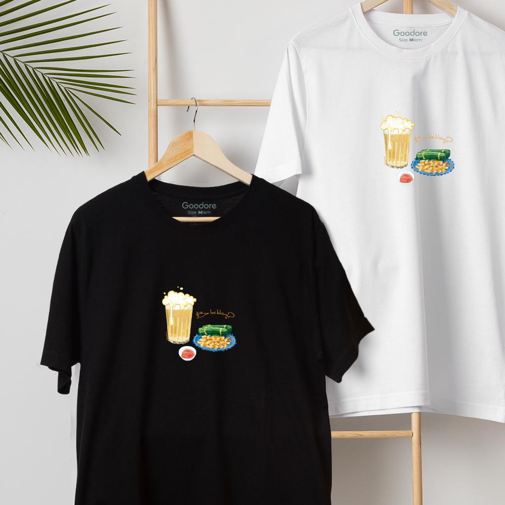 Áo thun Oversize cotton unisex nam nữ Goodore Bia hơi thoáng mát năng động thiết kế độc đáo
