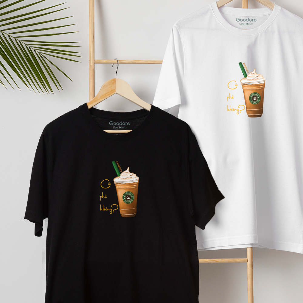 Áo thun Oversize cotton unisex nam nữ Goodore Cà phê Ống Hút thoáng mát năng động thiết kế độc đáo