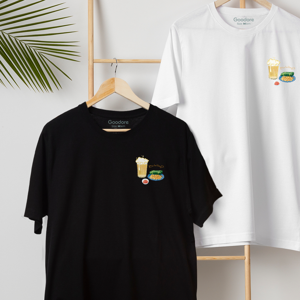 Áo thun Oversize cotton unisex nam nữ Goodore Bia hơi mini thoáng mát năng động thiết kế độc đáo